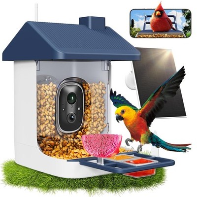 2K Bird Feeder Camera Solar Powered Outdoor Wireless Bird Station Cam 1.8L