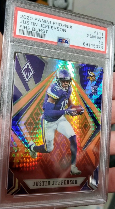 JUSTIN JEFFERSON 2020 PHOENIX FIRE BURST REFRACTOR ROOKIE #111 MINN PSA 10 💎🔥