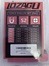 LOZAGU 12-Piece Phillips Bits #2 Impact Magnetic S2 Steel 1 2 3 4 5 6 Inch Lo...