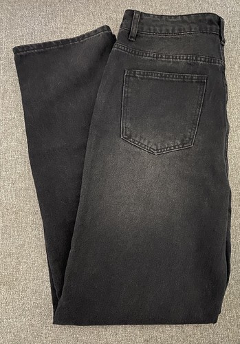 BNWT White Fox Sz L 12 Acid Black Wash High Waisted LET’S RELAX Jeans - Picture 2 of 3