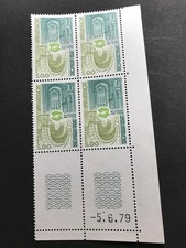 Timbre de France/N°2040 " Abbayes Normandes "/ Bloc de 4 / coin daté de 1979