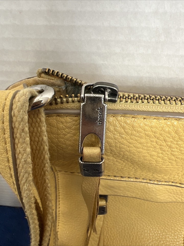 The Sak Yellow Pebble Leather Crossbody W/canvas & Leather Adjustable