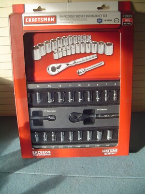 NEW Craftsman 24-Pc Drive Socket And Ratchet Set. Item# 99024 6-Pt MM ...