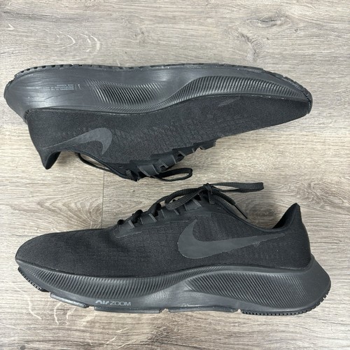 Nike Air Zoom Pegasus 37 Mens Sz 10.5 Triple Black BQ9646-005 Running Shoes - Foto 5 di 13