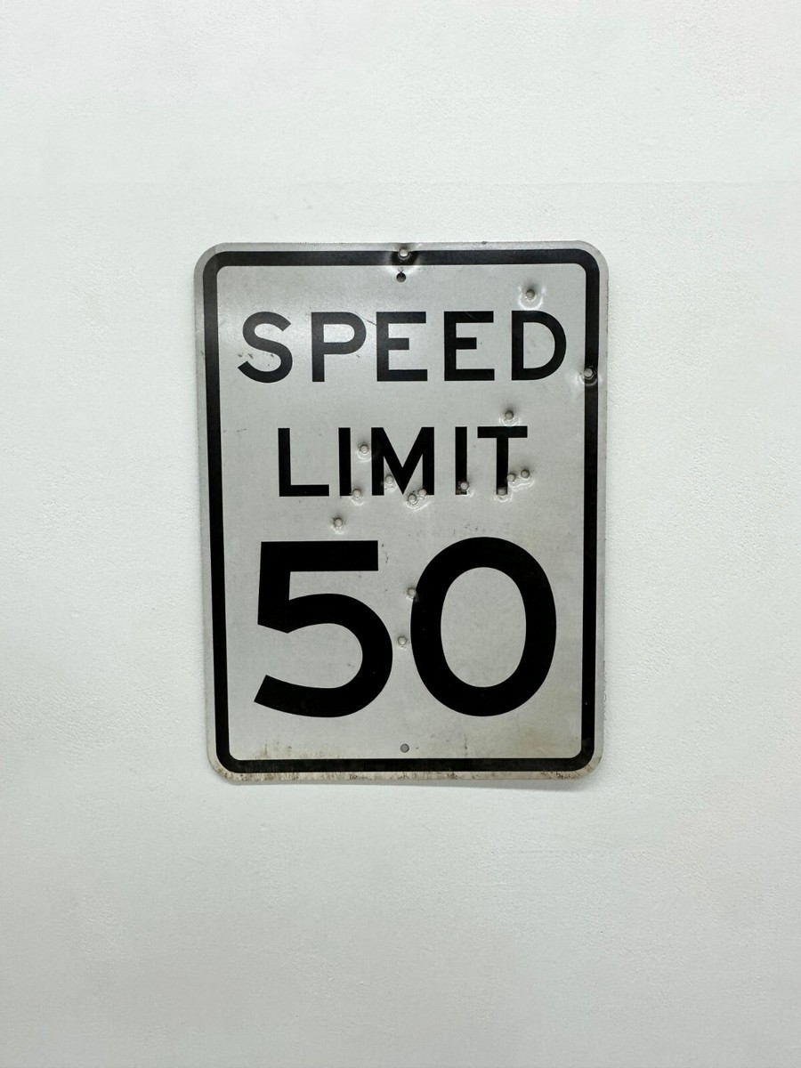 shot-up street sign Speed Limit 50 LEGIT | eBay