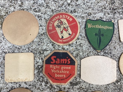 Job Lot 19 X Vtg Retro Beer Mats Mixture Old 60s Bar Decoration Kitsch Bundle - Picture 9 of 14