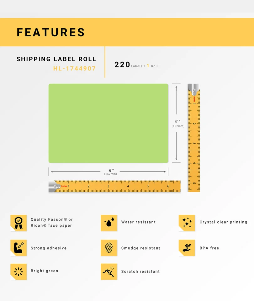 DYMO LW 1744907 GREEN 4XL 4x6 4"x6" - SIX (6) Rolls All-Purpose Labels FREE SHIP - Image 4 of 4