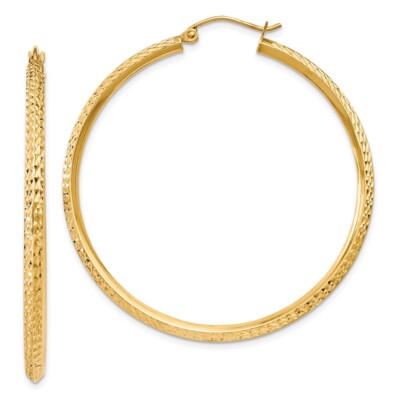 45 mm 14K Gelbgold Messerkante Diamantschliff Hohl Creolen TC821