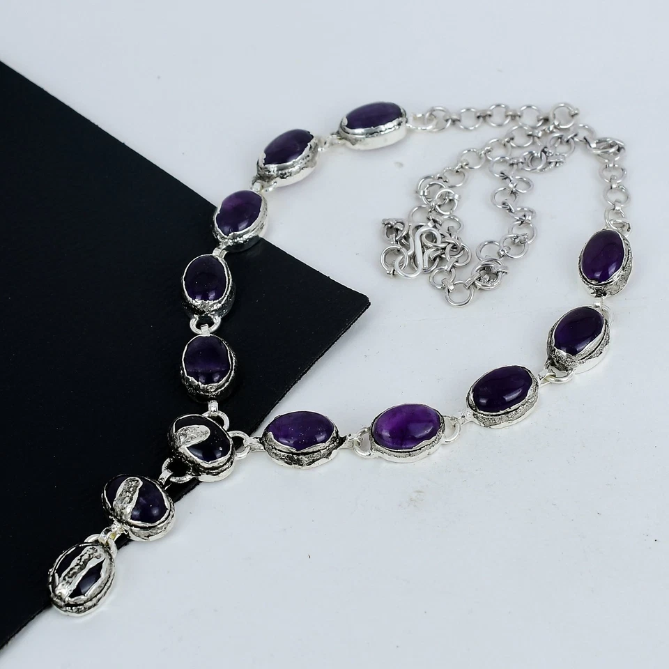 Collana In Amatista Elettroformata In Argento Sterling 925 Per Compleanno - Immagine 3 di 4