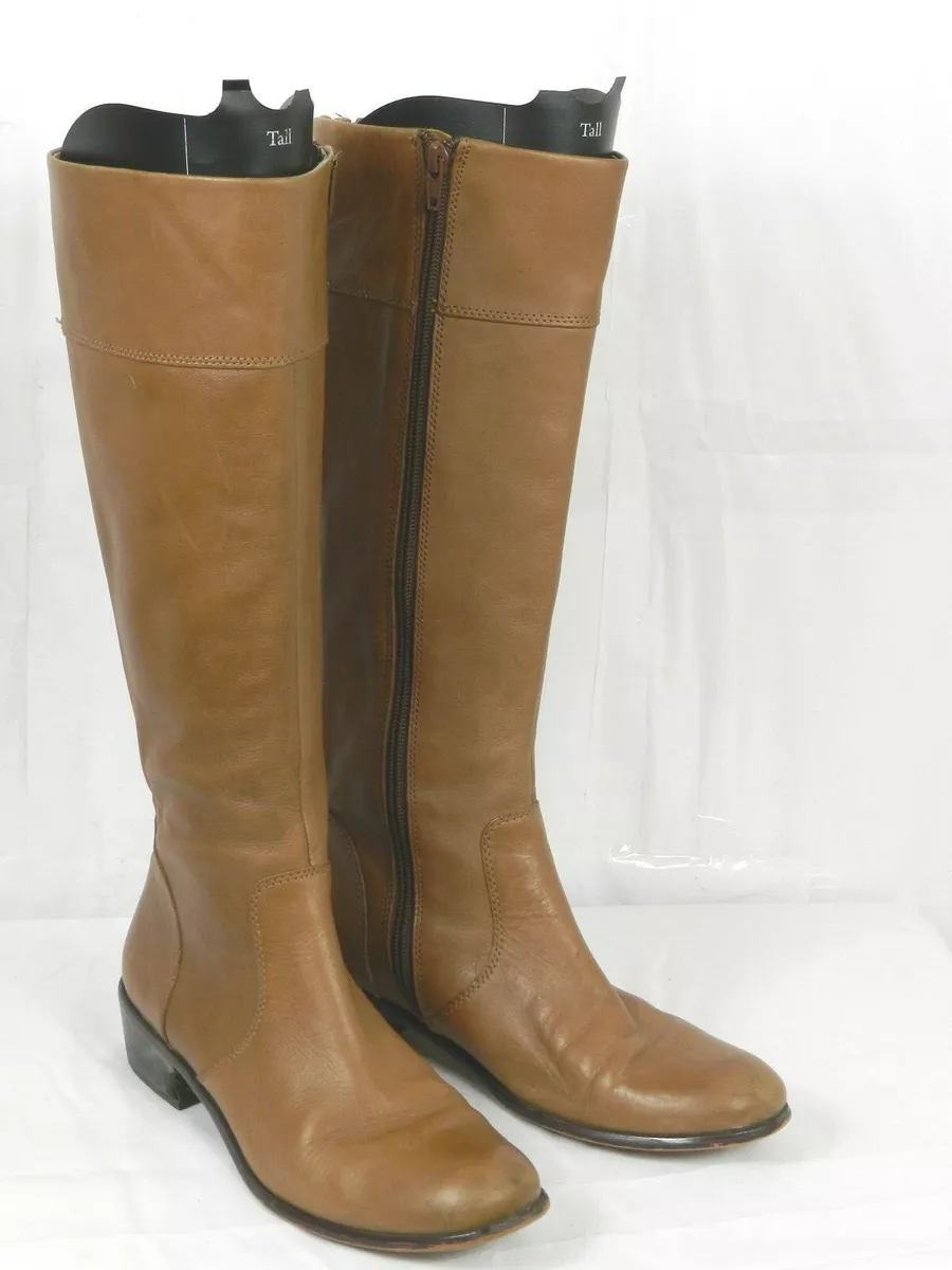 Corso Como Tan Leather Zip Fashion Knee High Boots Size 8.5 M