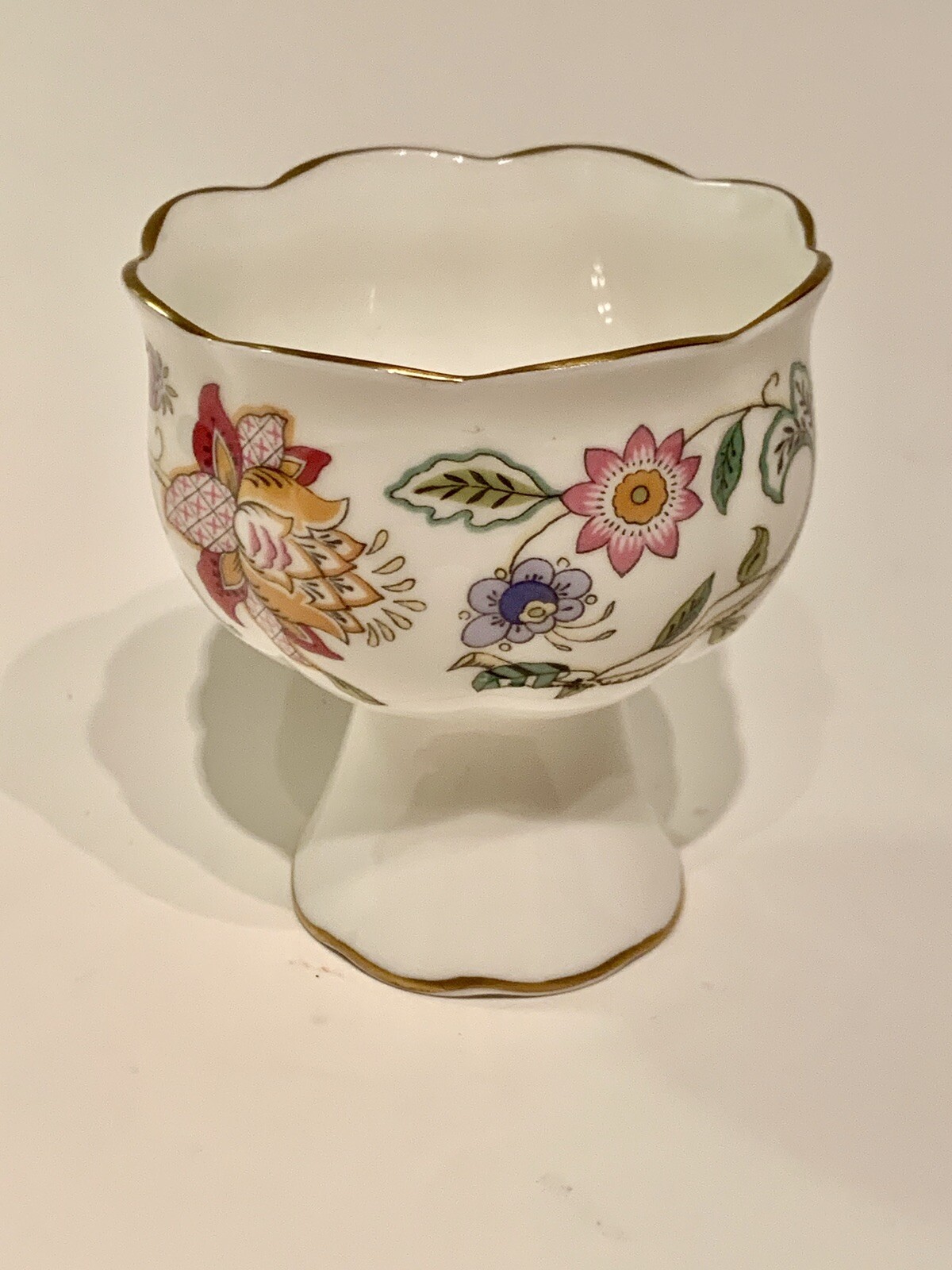 Minton Haddon Hall Bone China Floral Chintz Compote Cup with Gold Trim