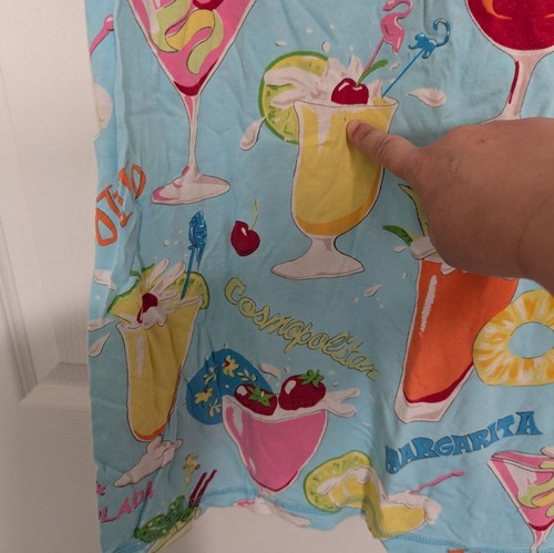 Nick & Nora Cocktail Sleep Shirt Womens Size Small Blue Tropical Drinks Cotton - Picture 11 of 14
