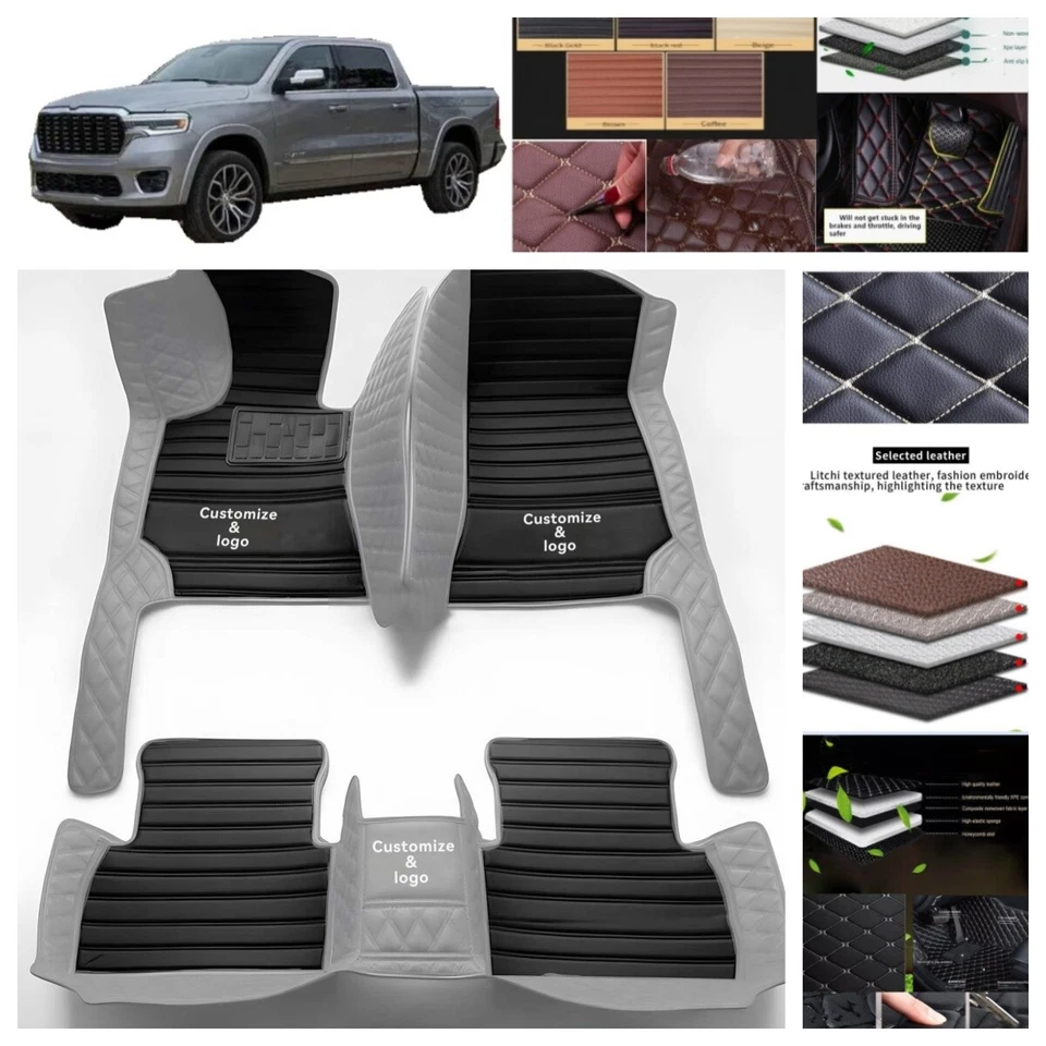 For Dodge Ram1500 Crew Cab Car Floor Mats All Weather Front & Rear Liner Carpets — 第 3/4 张图片