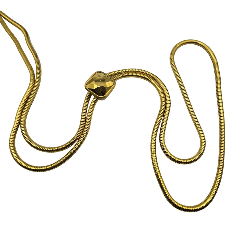 Michael Kors Tono Dorado Doble Serpiente Cadena Lauriat Collar Centro de Mesa Facetado Foto 3 de 4