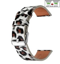 Leopard-Design Easy-Klick Uhrenarmband Modell JungleTec weiß-braun-schwarz 20 mm