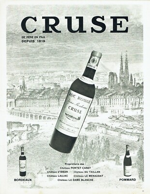 Advertising 320 1966 wine Cluse old Bordeaux Roc Rouge 