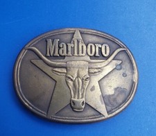 Vintage 1987 Solid Brass Philip Morris Marlboro Belt Buckle