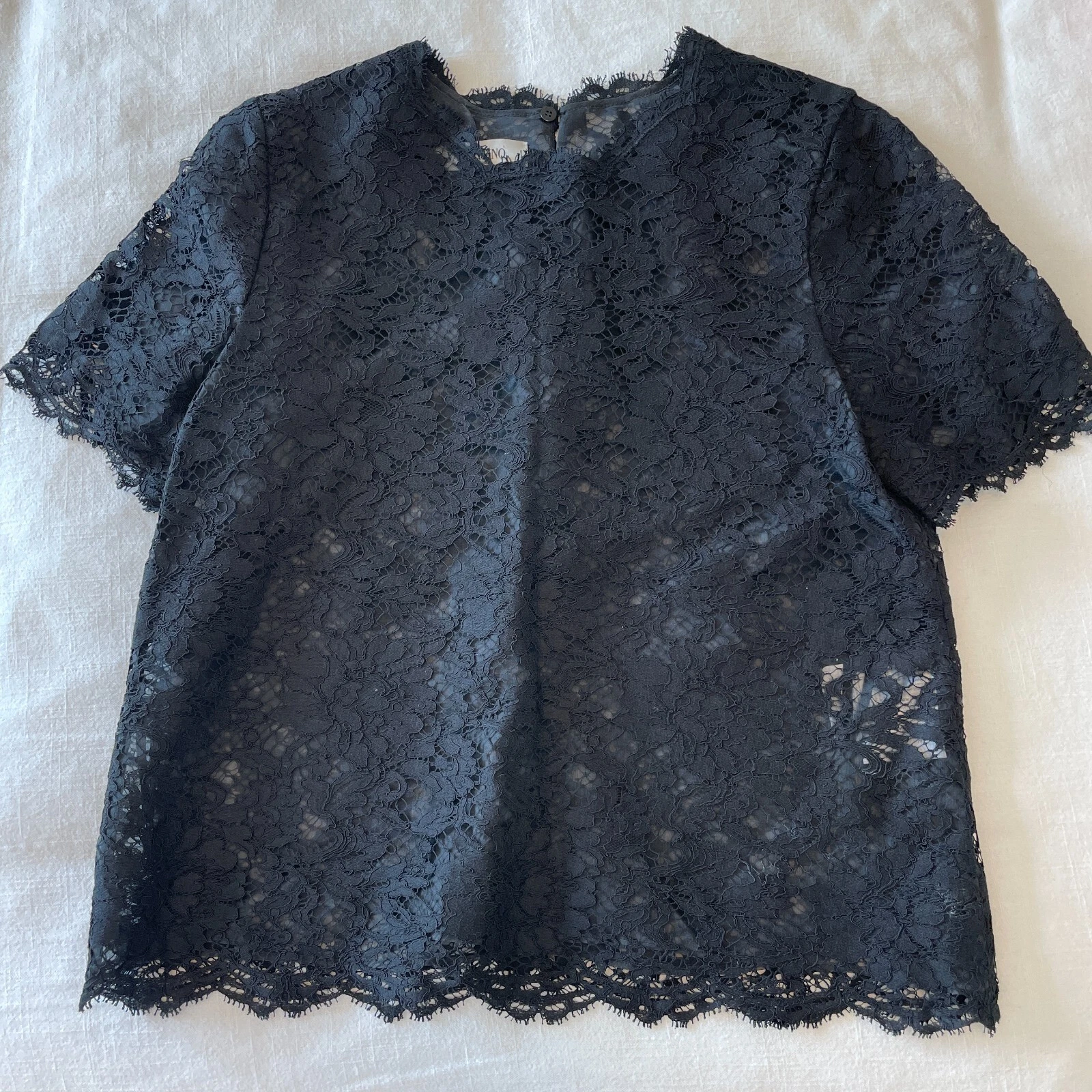 Top Valentino Designer in pizzo nero elegante elegante di classe taglia 2