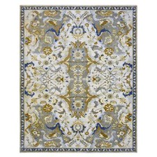 8'1"x10'2" Ivory Zoroastrian Ispahan Inspired Hand Knotted 100% Wool Rug R75472