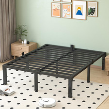 King Size Bed Frame, 14 Inch Heavy Duty Metal Platform with Mattress Slide Stopp