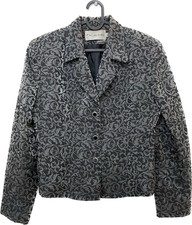 Jh Collectibles Blazer Jacket Grey Black Jacquard Button Crop Occasion Size 12