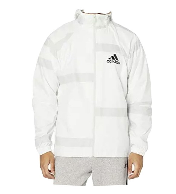 Adidas White Windbreaker Jacket Medium 