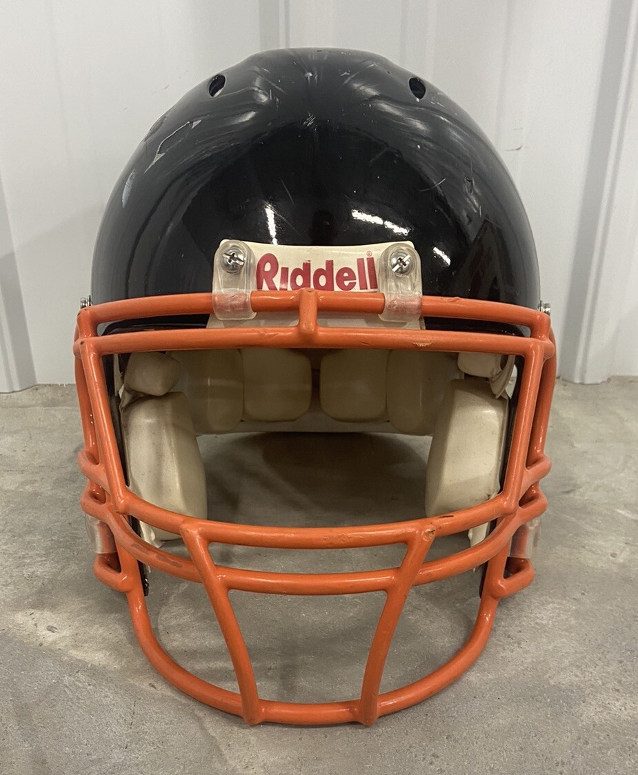 Vintage Riddell Medium Football Helmet Black Orange Face Mask 2006