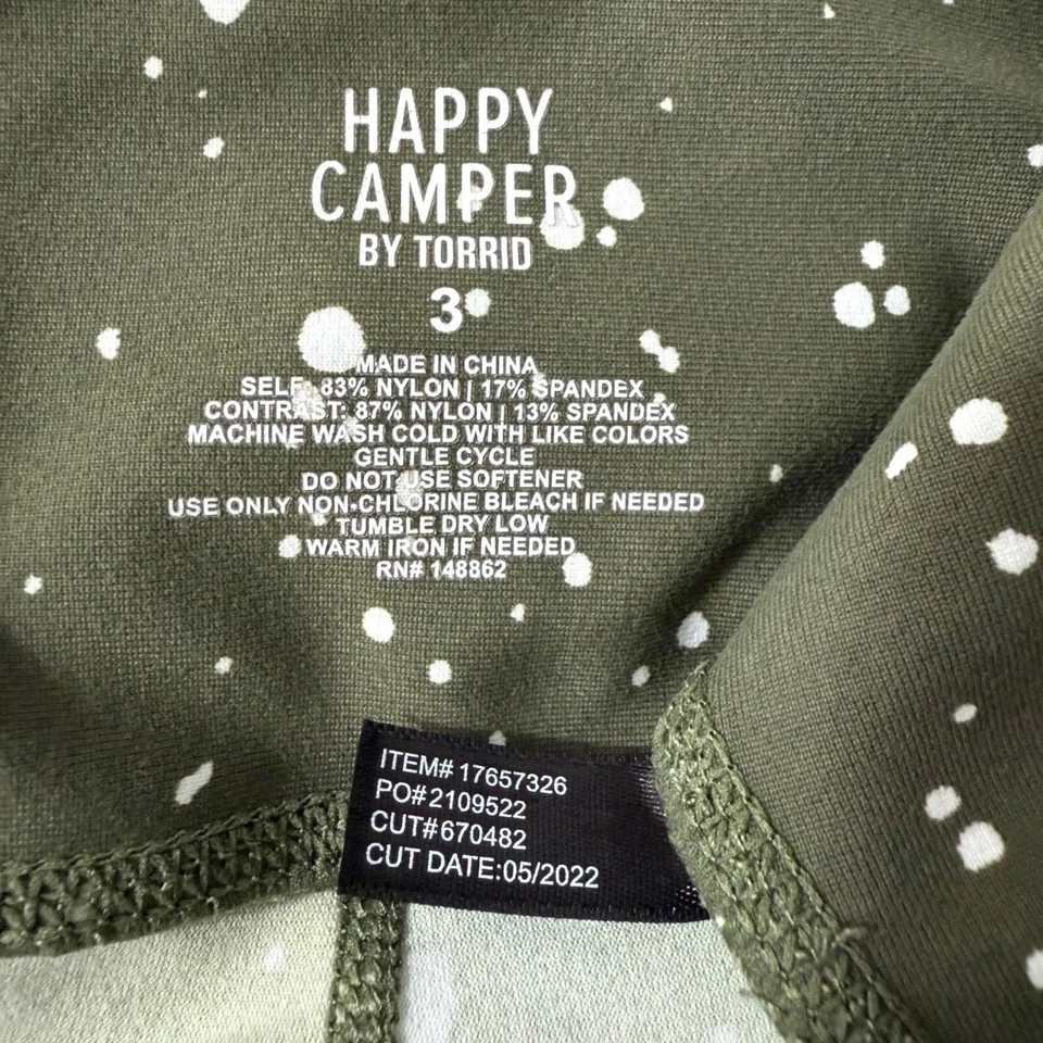 Torrid Leggings Women's Plus 3 Happy Camper High Rise Pockets Cropped Green - Image 4 of 4