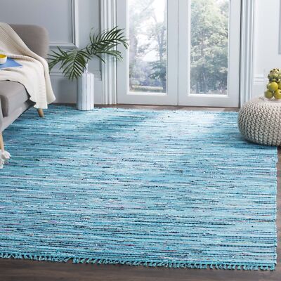 Ruitag Safavieh Rag Rug TURQUOISE / MULTI 5' X 7' Area Rug - RAR125C-57
