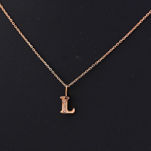 Damiani necklace letter l in rose gold and diamonds 0 025 ct with
