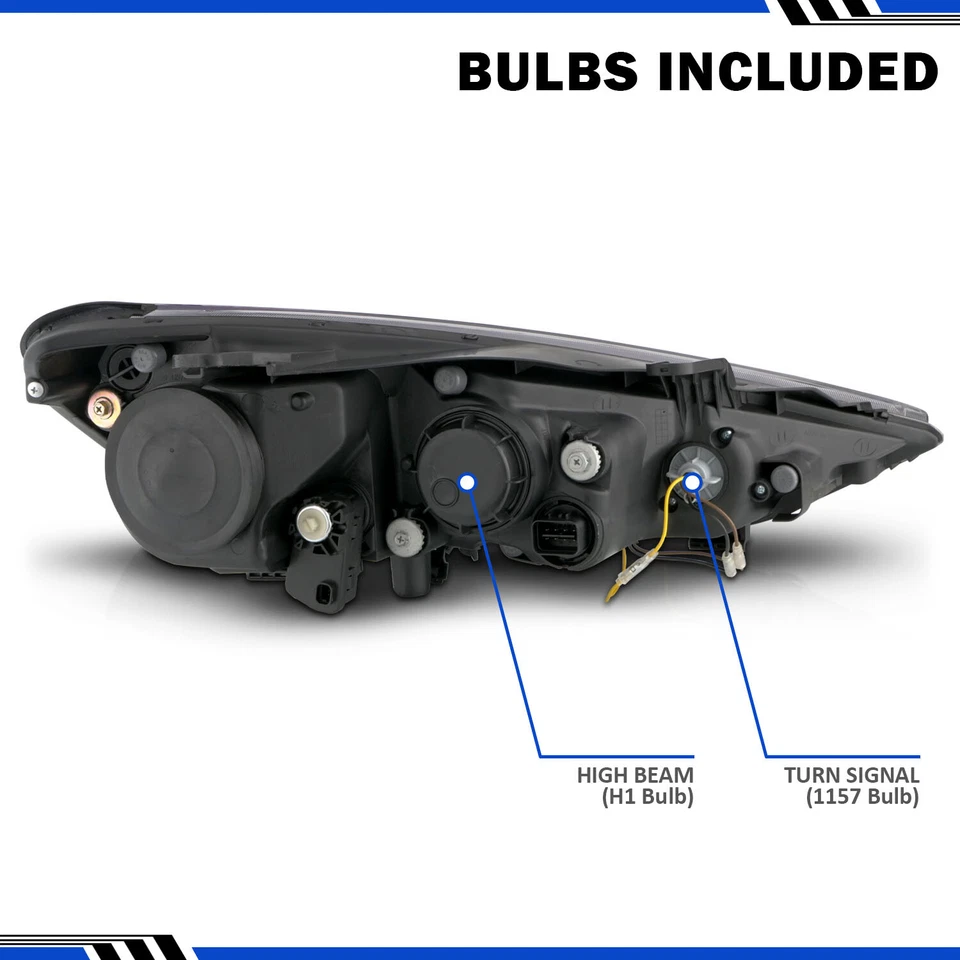 Black Headlights Set for 2013-2015 Hyundai Genesis Coupe [HID Model+LED Bar] - Image 2 of 4