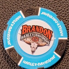 BRANDON HD ~ FLORIDA (Biker Blue Full Color) Harley Davidson Poker Chip CLOSED