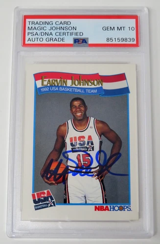 Magic Johnson DREAM TEAM Signed Autograph 1992 NBA Hoops Card 578 PSA 10 Auto
