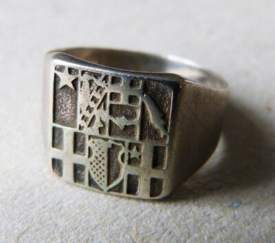 Bague ancienne en ARGENT massif silver ring Armoiries Blason