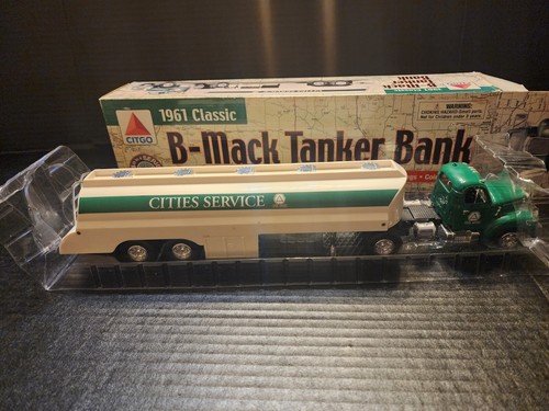 Vtg. 1999 Citgo 1961 Classic B-Mack Tanker Bank Diecast Plastic Truck Trailer - Picture 6 of 12
