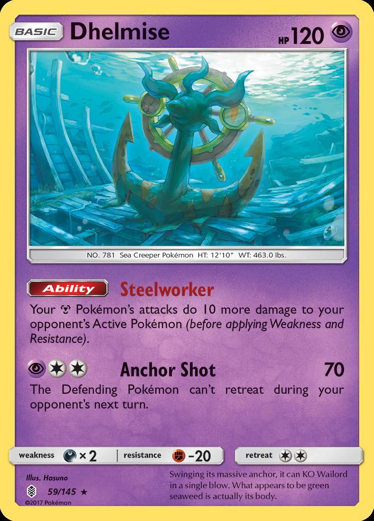 Pokemon Dhelmise (59/188) Guardians Rising LP REVERSE HOLO