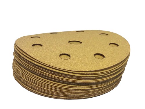 6" x 9 Hole Gold Hook and Loop Grip Sanding Discs (25 Pack, 60 Grit) - Picture 2 of 3