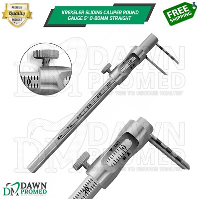 Krekeler Sliding Caliper Round Gauge 5  Straight 0-80mm Dental Implantology