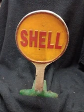 Vintage Shell Oil Cast Iron Door Stop Gasoline