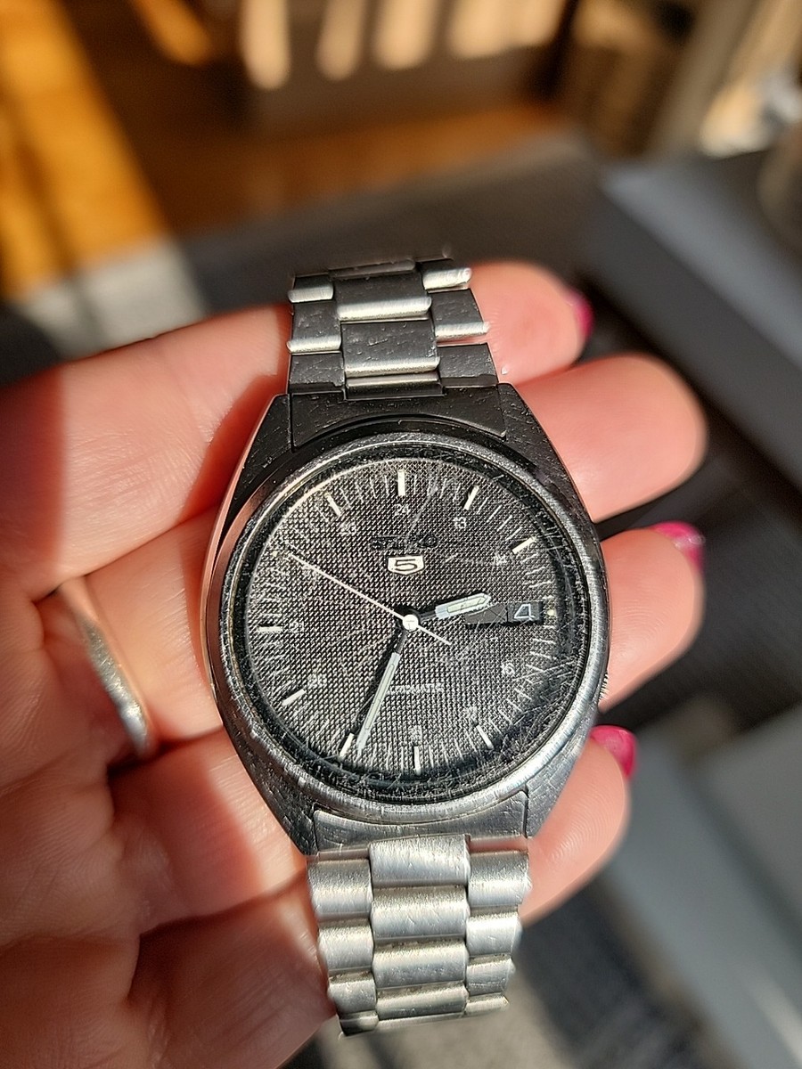 Seiko 5 Automatic Railway Time Black Dial Vintage Men's Watch