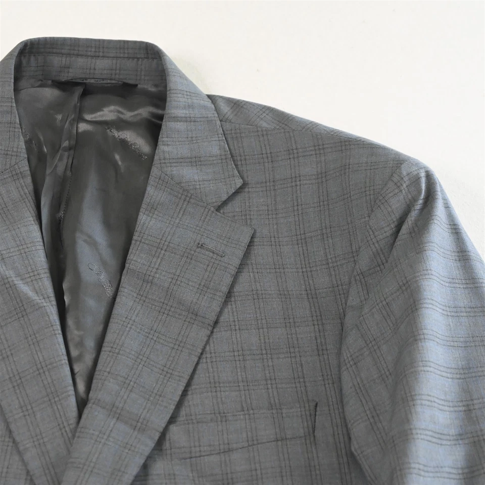 NUEVO Traje de hombro suave moderno Ermenegildo Zegna 42R 34x32 gris a cuadros 100 % lana Foto 3 de 4