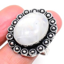 Rainbow Moonstone 925 Sterling Silver Gemstone Handmade Jewelry Ring 7" NS 11368