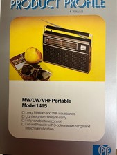 PYE 1415 MW/LW/VHF PORTABLE RADIO ADVERTISING BROCHURE RARE