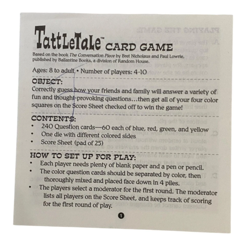 TattleTale Card Game Family Party Game Ages 8+ 4-10 Players Questions Complete - Image 4 of 4
