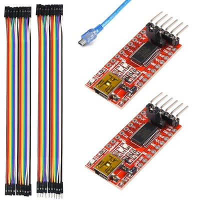 2 PCS FT232RL USB To TTL Serial Converter Module Mini 3.3V/5.5V Jumper Wires