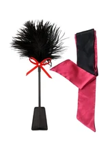 Sex Crop Tickler BDSM Feather Tickler for Sex Play Spanking Satin Blindfold f...