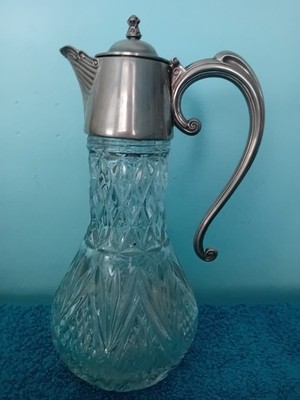 Geschliffenes Glas Claret / Wein Dekanter mit EPNS Ausgießer mit geformtem Griff