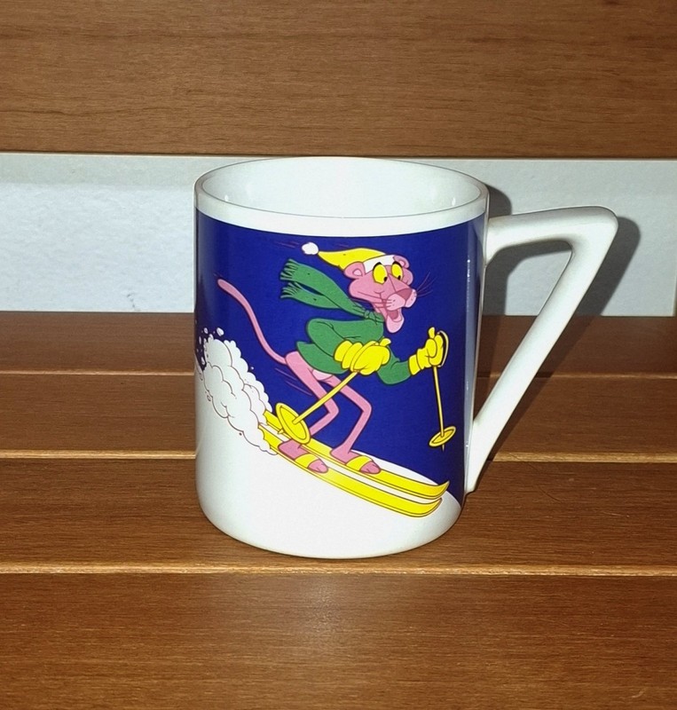 PINK PANTHER Coffee MUG – SKI Themed 1989 DAKIN United Artist Pictures VINTAGE