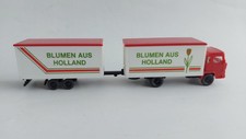  WIKING 1/87 - Magirus 100 D7 mit Tandem Anhänger - Blumen aus Holland - in rot 
