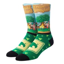 Bioworld Animal Crossing Panel Print Single Pair Men's Crew Socks NEW